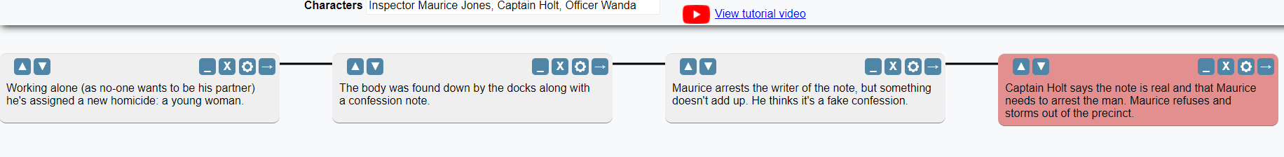 Story Path sequence set-up for Writer's block